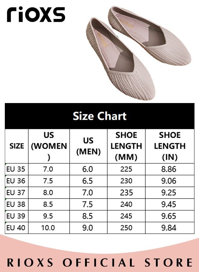 RIOXS Women's Flats Shoes, Fashion Wrinkle Surface Dress Shoes, Women's Comfort Shoes, Low Wedge Shoes for Ladies, Slip-On Everyday Pointed Toe Shoes, Lady's Metro Elegant Flats, Softable Slip-ons Casual Work Office Shoes, Pink Flats Womens Footwear - Image 5